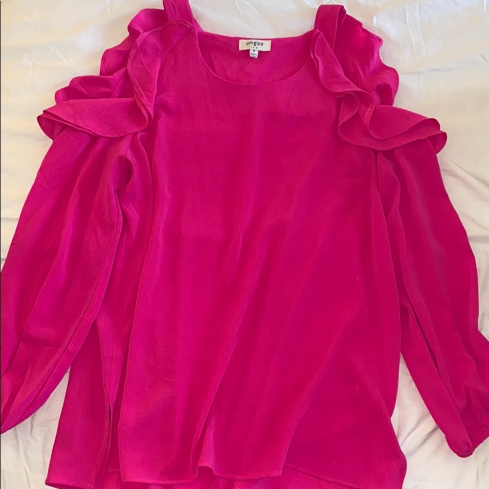 Umgee Pink Open Shoulder Blouse - Medium